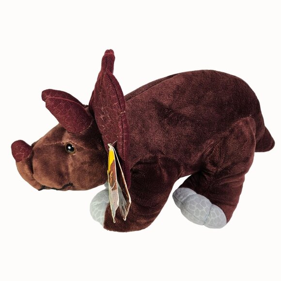Triceratops Dinosaur Plush Toy Soft‎ Stuffed Animal Plushie Brown 14 Inch - Picture 3 of 8